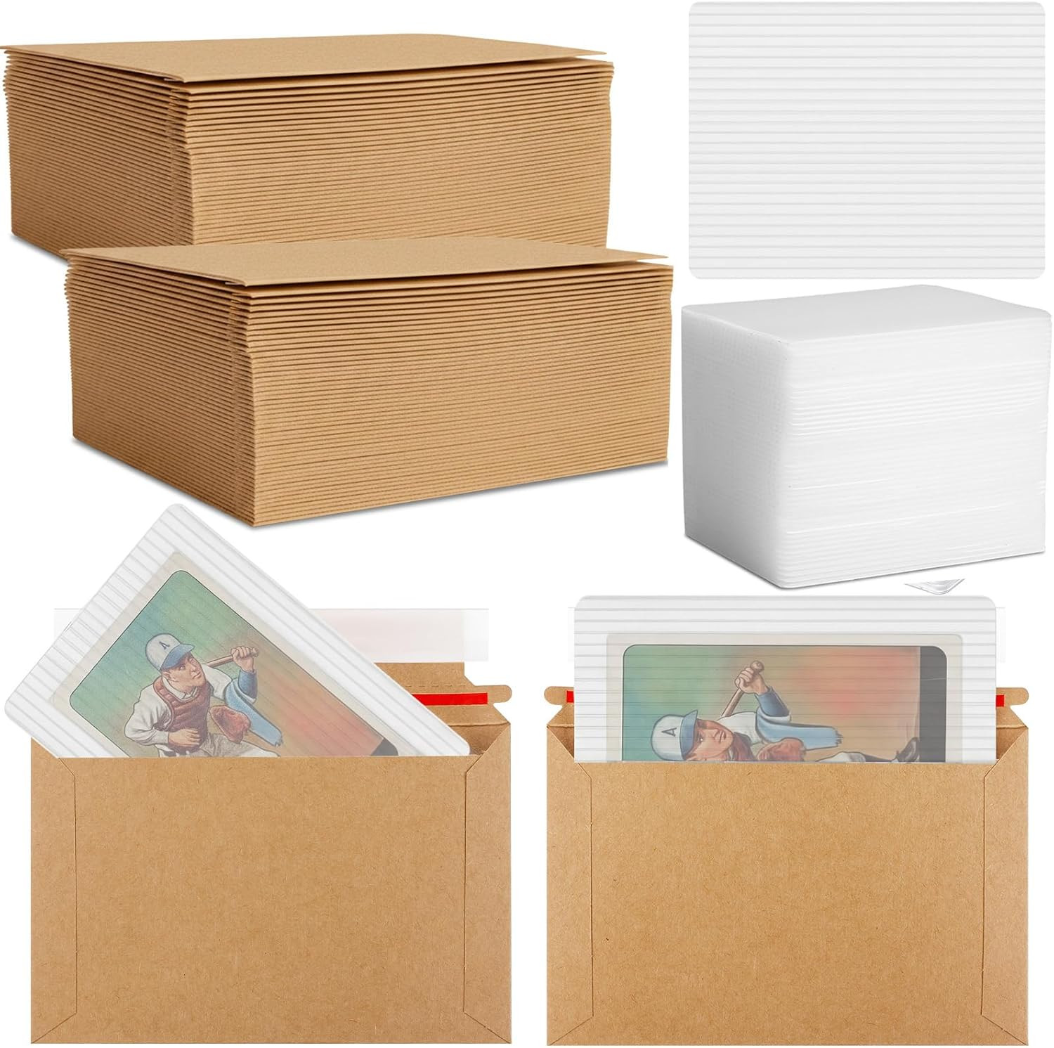 100 Pcs Trading Card Shipping Set 4” X 6” Bulk Card Envelopes and Shipping NEW