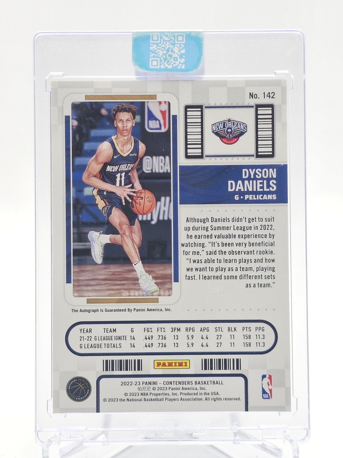 DYSON DANIELS 2022-23 CONTENDERS PLAYOFF TICKET ROOKIE AUTO /99 Q7486