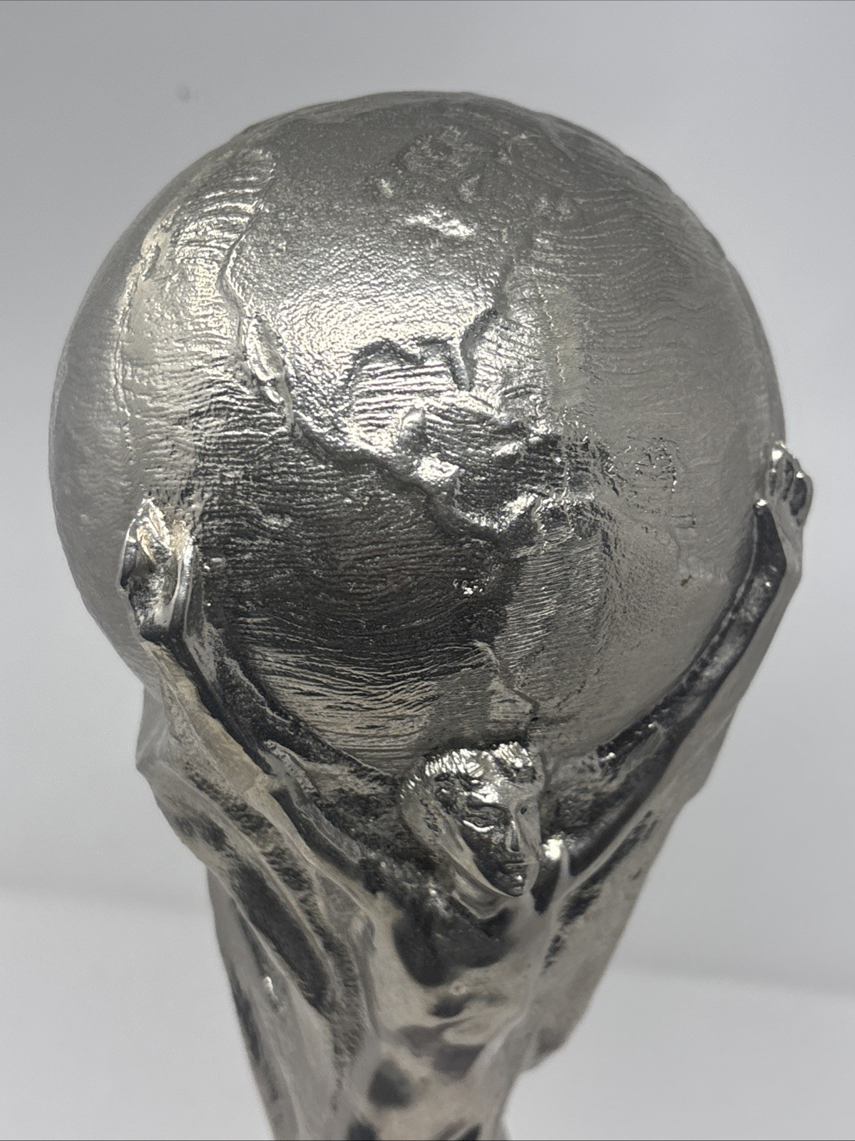 Cool Silver Tone Metal FIFA World Cup Replica Trophy On Custom Pedestal 17” High