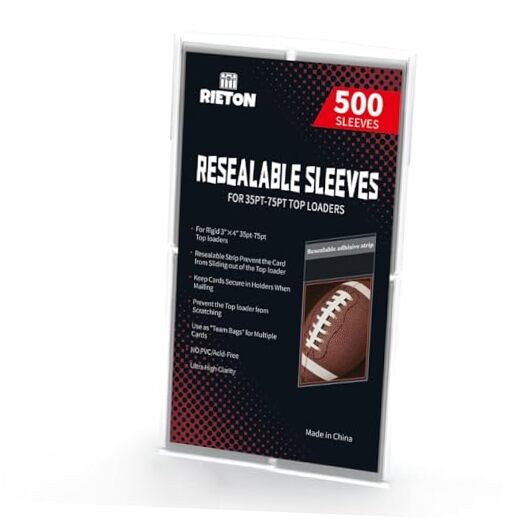 Top Loader Sleeves – Resealable Team Bags for 35-75PT Top Loader Cards (500pcs)