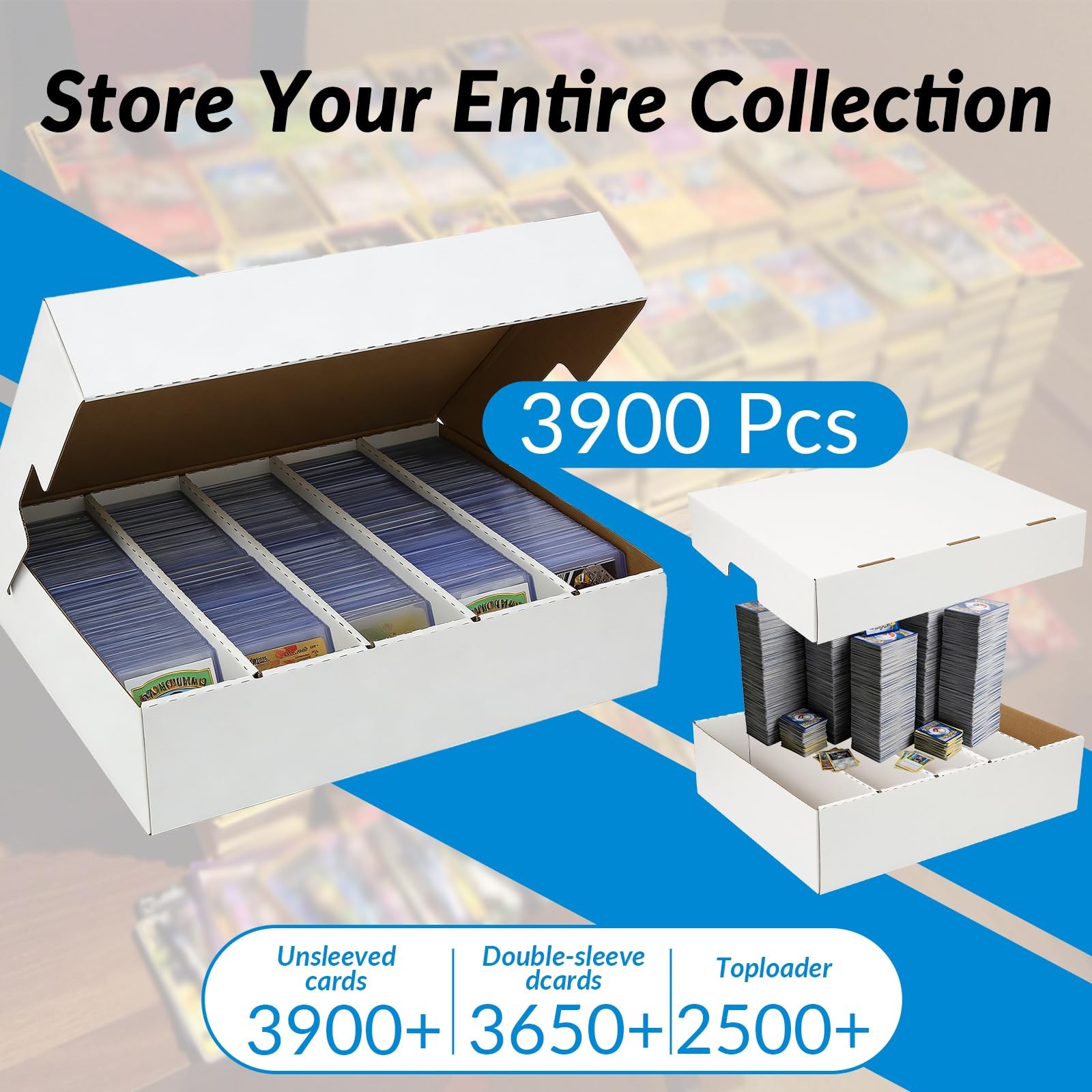 Trading Card Storage Box 3900 Count White Sports Card Sorting Tray Box