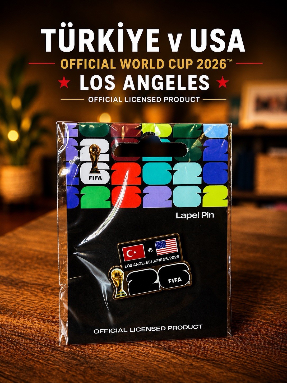 Match Pin USA VS Türkiye 2026 Official Fifa World Cup Los Angeles Sold Out New