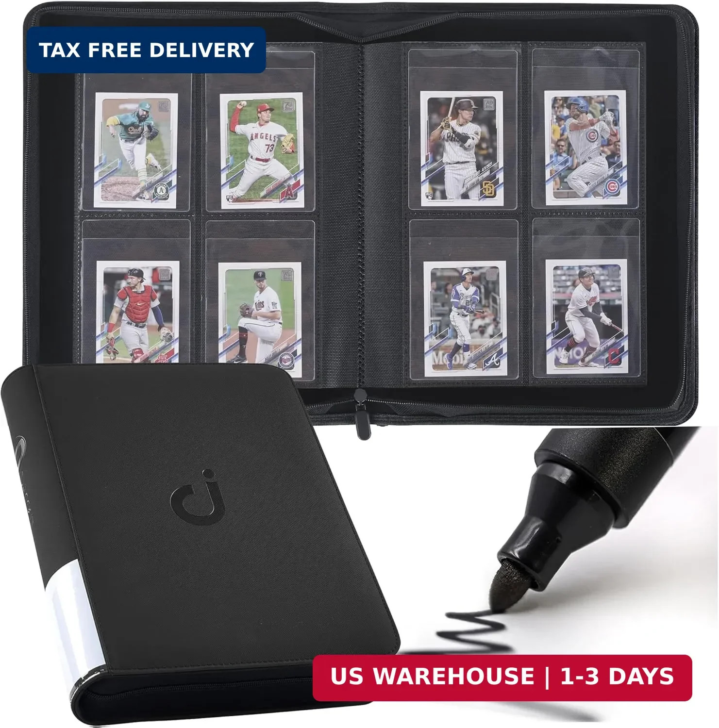 Semi Rigid Card Holder Binder – Fits 240 Cards，Premium 4 Pocket Card Binder Comp