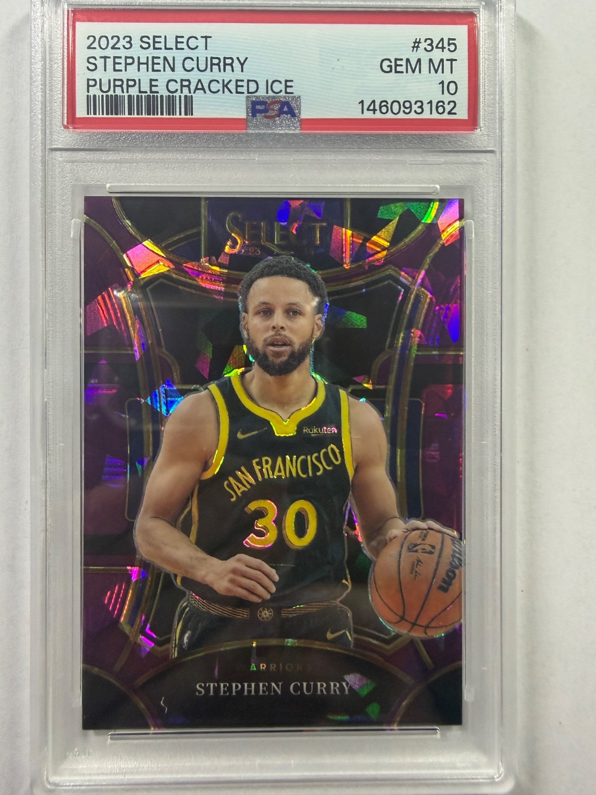 2023 SELECT STEPHEN CURRY PURPLE CRACKED ICE /99 PSA 10