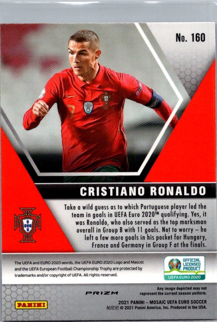 2020-21 Mosiac Euro 2020 Mosaic Prizm #160 Cristiano Ronaldo Portugal GOAT