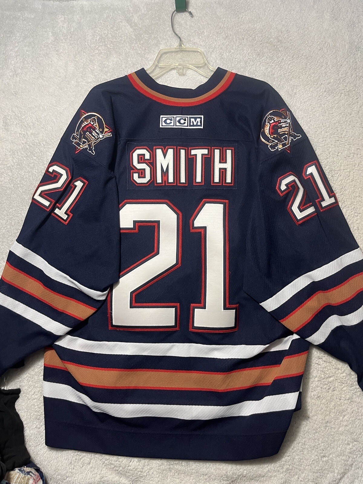 JASON SMITH EDMONTON OILERS CCM STANLEY CUP REPLICA JERSEY XXL NEVER WORN..