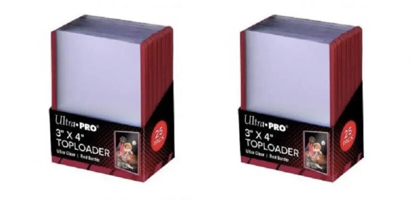 Ultra Pro 3X4 RED BORDER Standard Toploaders 35pt 2 Packs of 25 Total Of 50