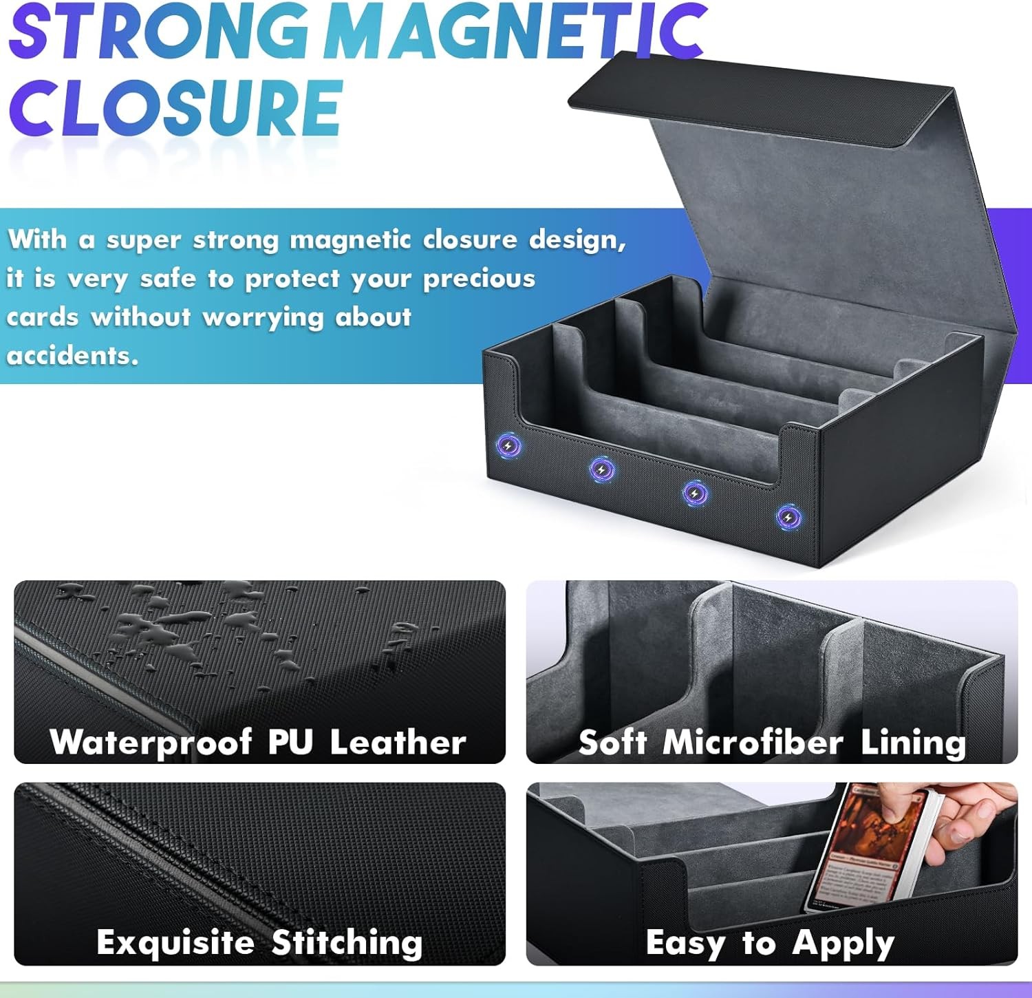 🔥1800+ Trading Card Storage Box for MTG TCG Sports Card 3 Stoppers & 8 Dividers