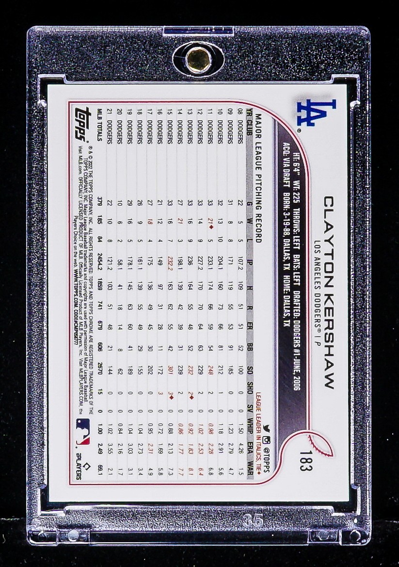 Clayton Kershaw RARE BLACK REFRACTOR PRIZM INVESTMENT CARD Dodgers LEGEND SSP