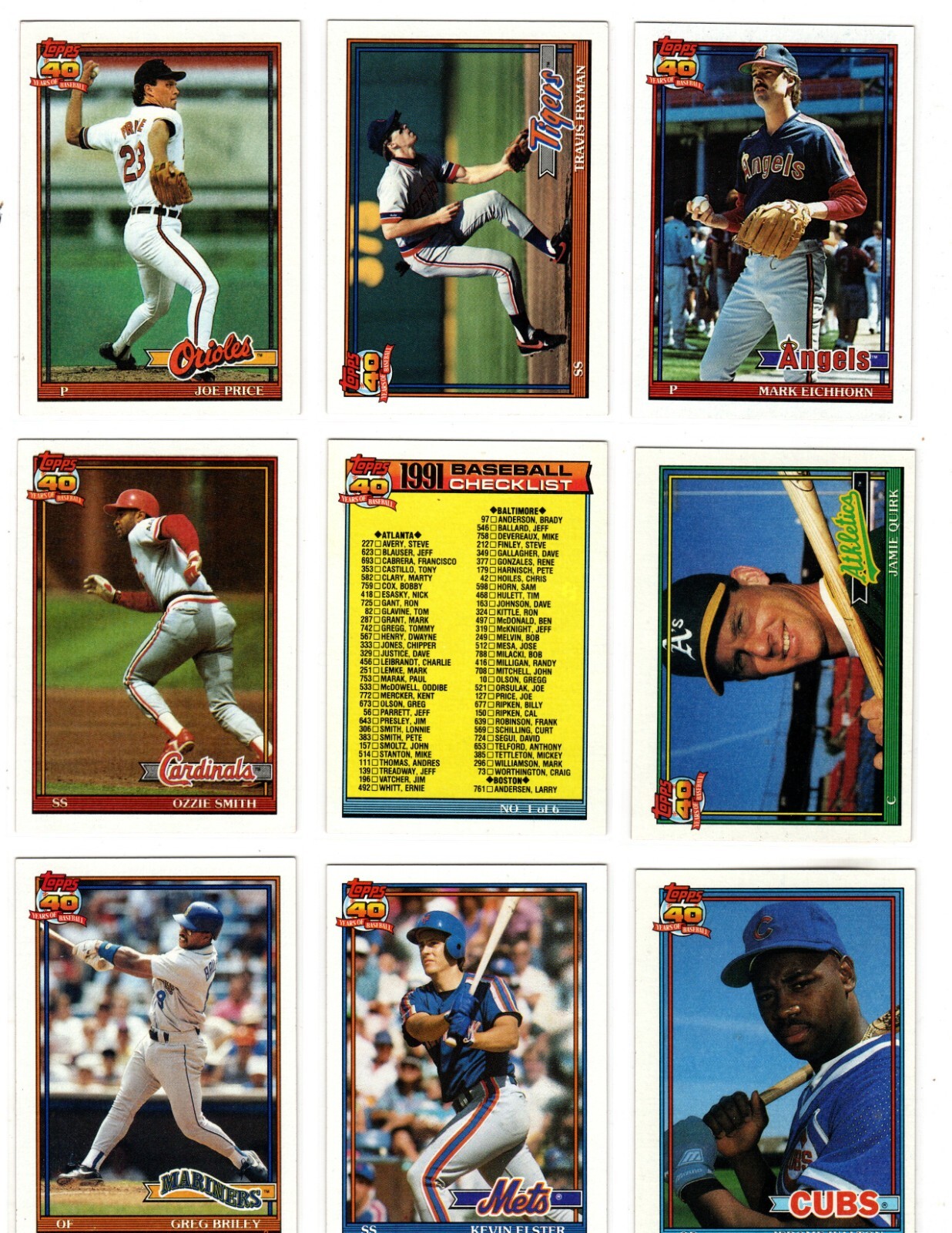 1991 Topps Baseball Trading Cards You Pick / Choose From List #s 1 – 200 / mb39