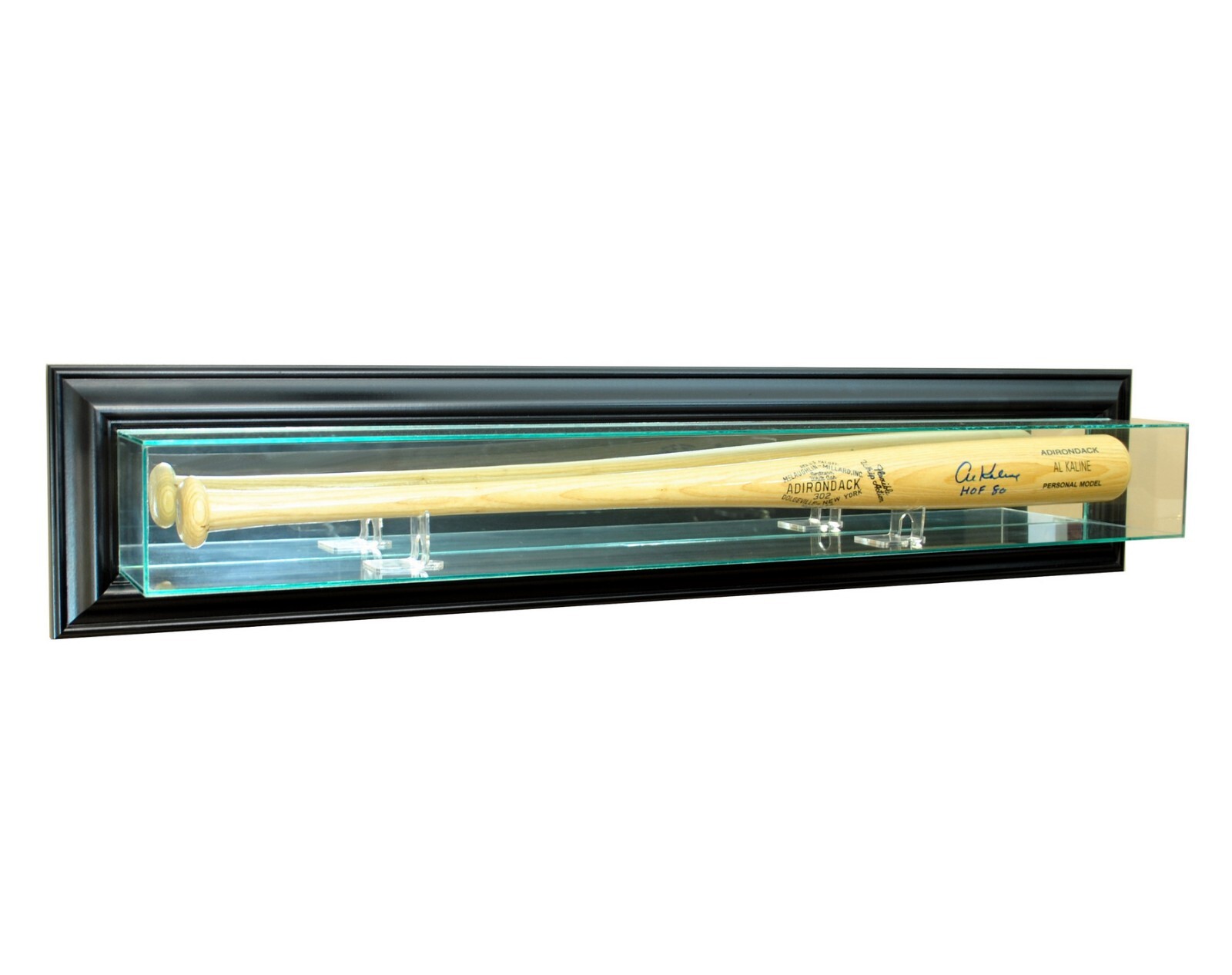 Walnut Wall Mounted Baseball Bat Display Case glass and mirror FREE SHIPPING