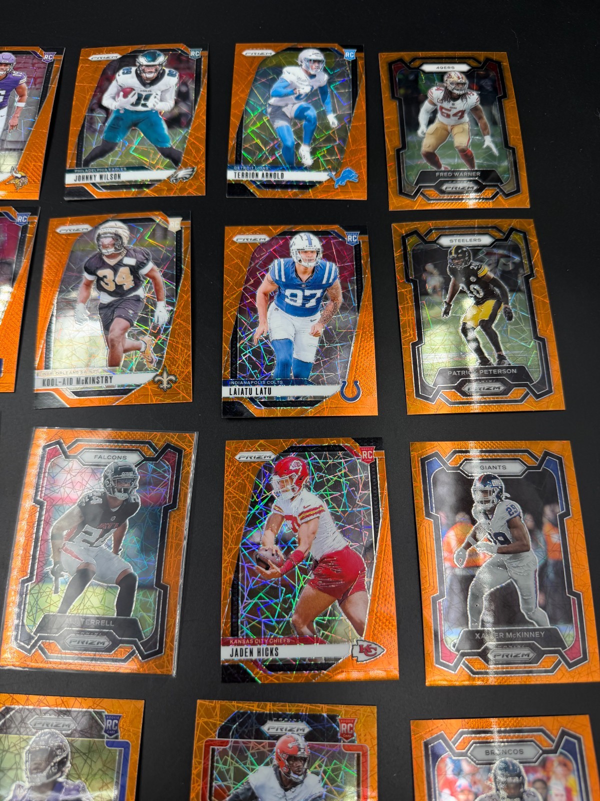 NFL Prizm Orange Lazer Lot Of 35 all in picture