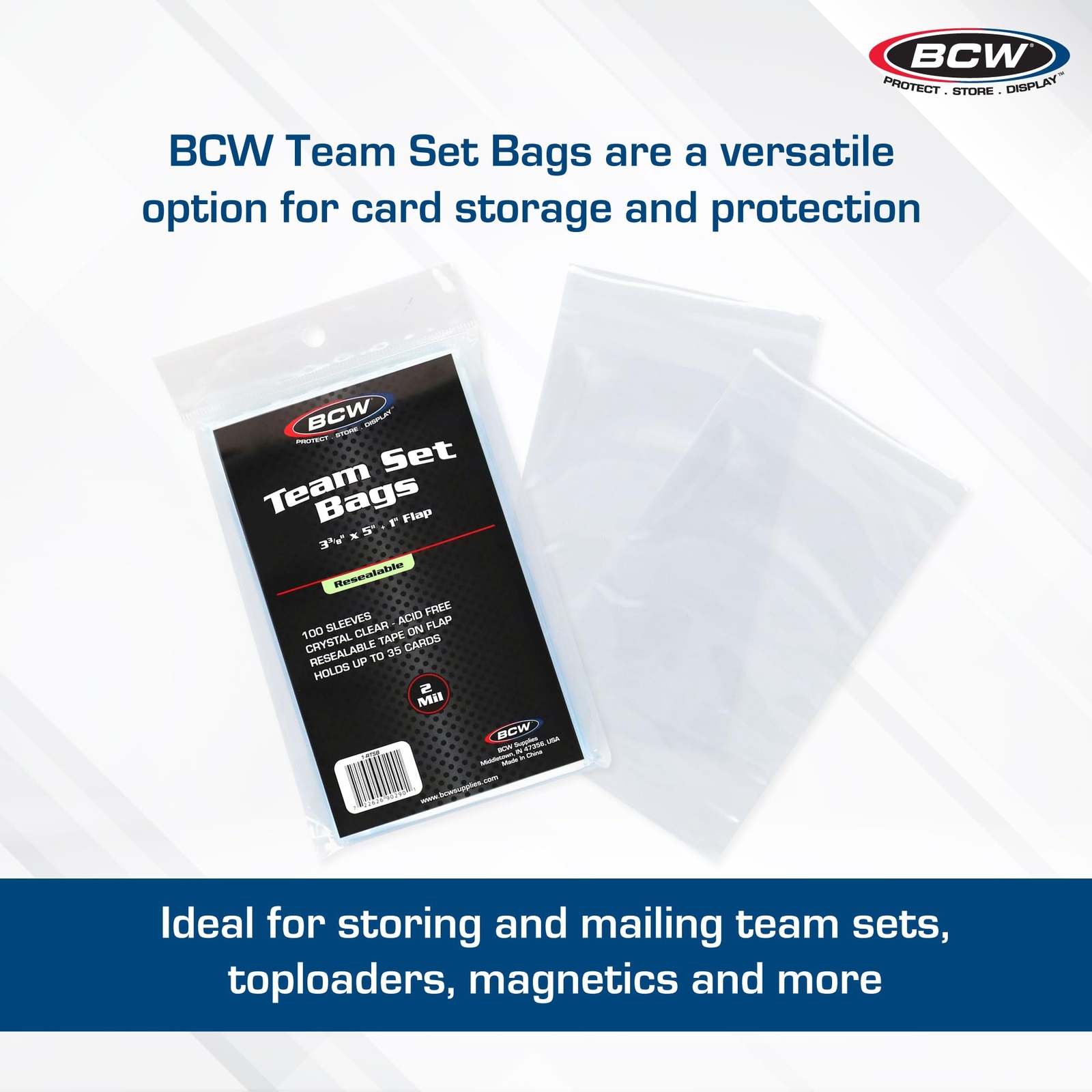 BCW Resealable Team Set Bags – 100 ct | Archival Quality Polypropylene | Hold…