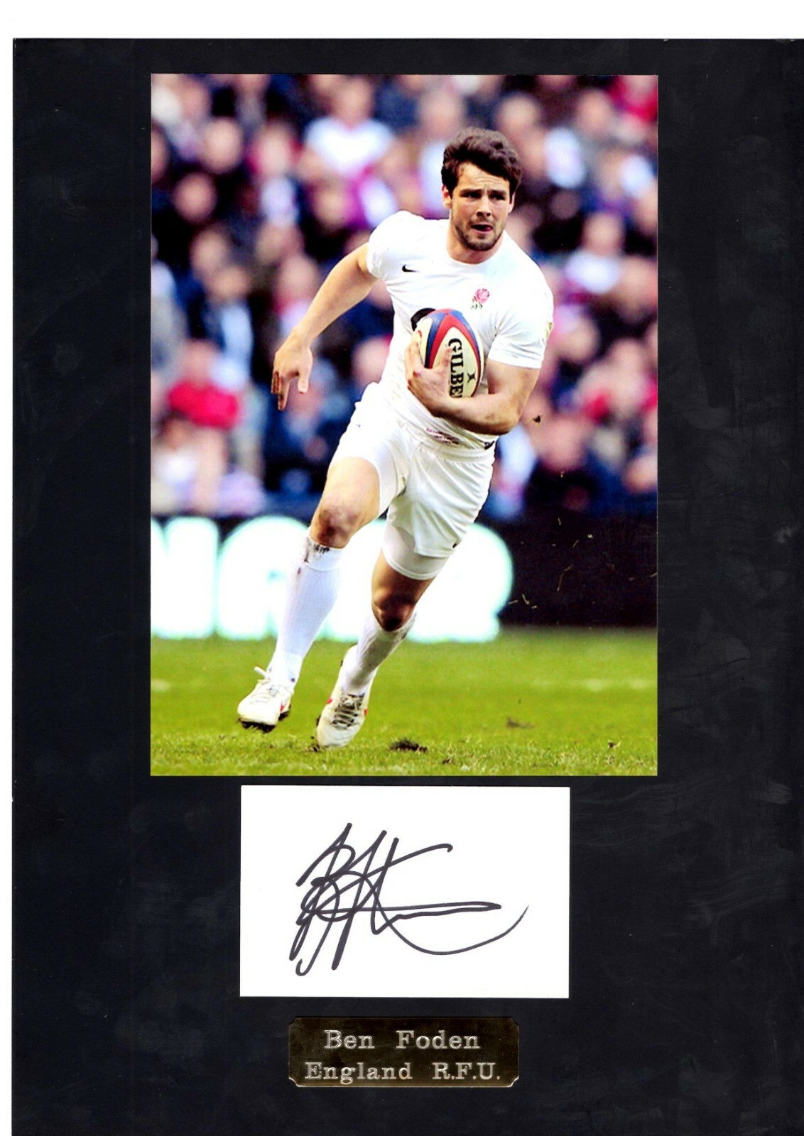 Ben Foden Hand Signed Card With Photo & Letter Of Authenticity Size A4