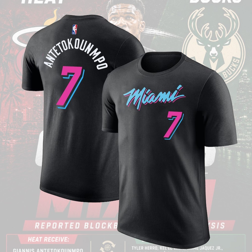 Welcome Giannis Antetokounmpo #7 to Miami Heat 2026 Player Name & Number S-5XL