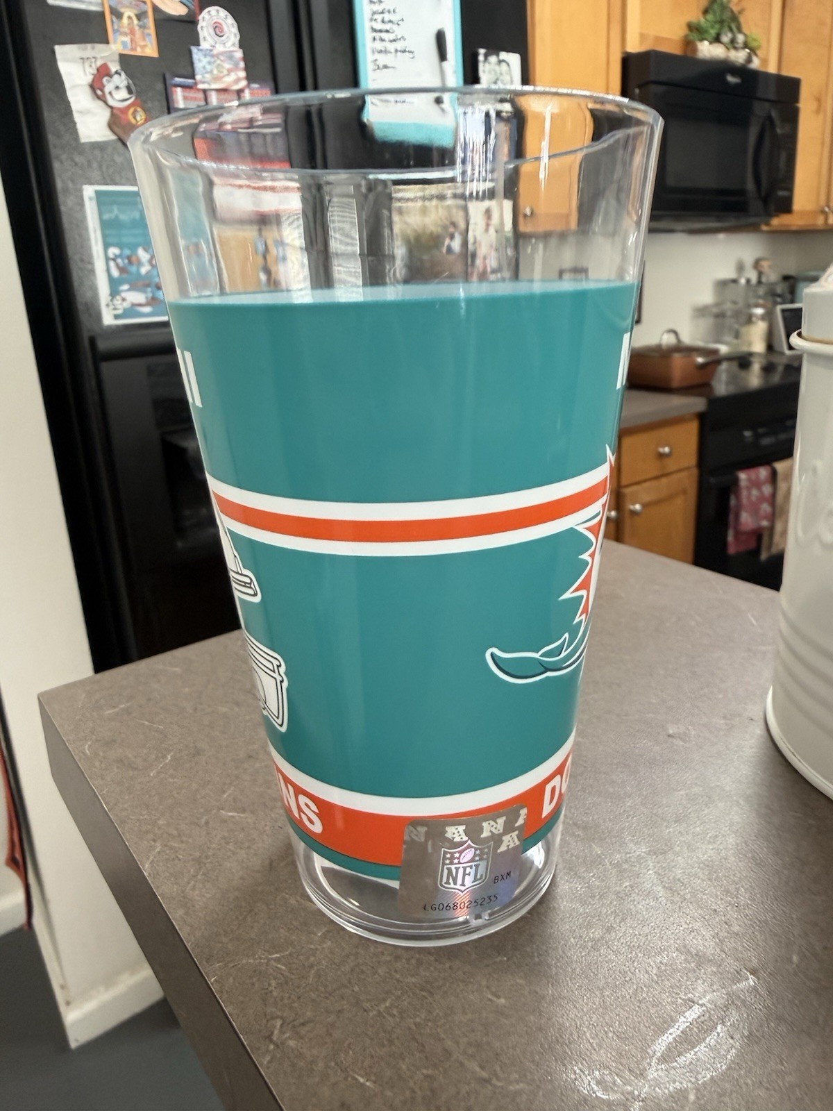 Miami Dolphins NFL 22oz Clear Hard Plastic Cup Tumbler Official Licensed NEW NIB