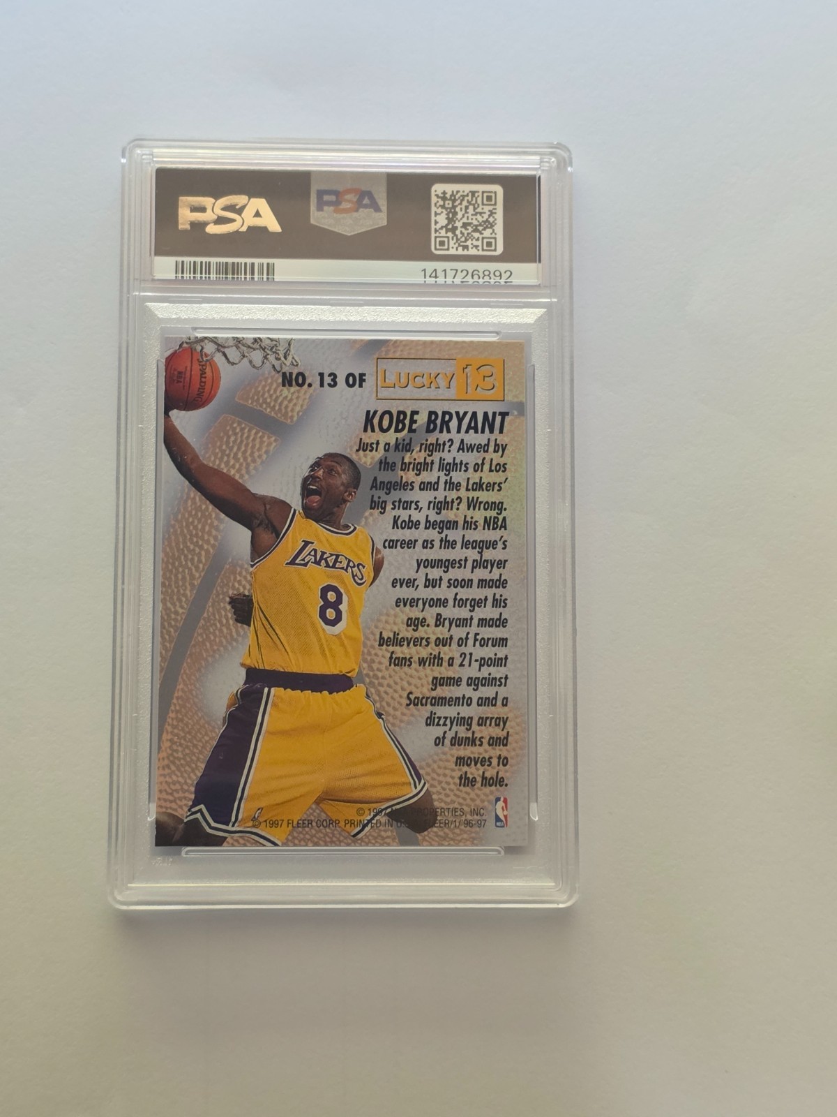1996 FLEER LUCKY 13 KOBE BRYANT N/M 8 RARE!!