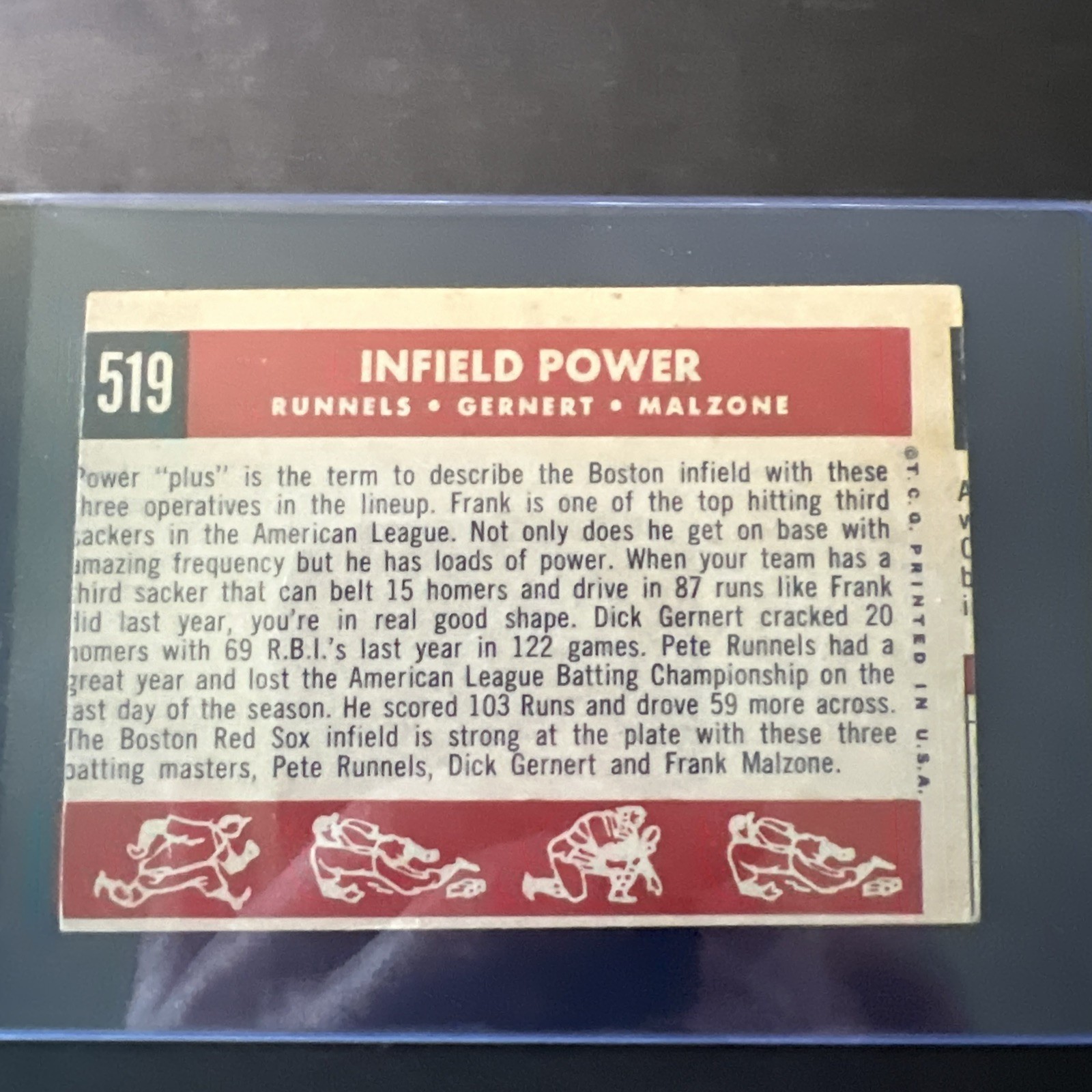 1959 Topps – High # Pete Runnels, Frank Malzone, Dick Gernert #519 GOC
