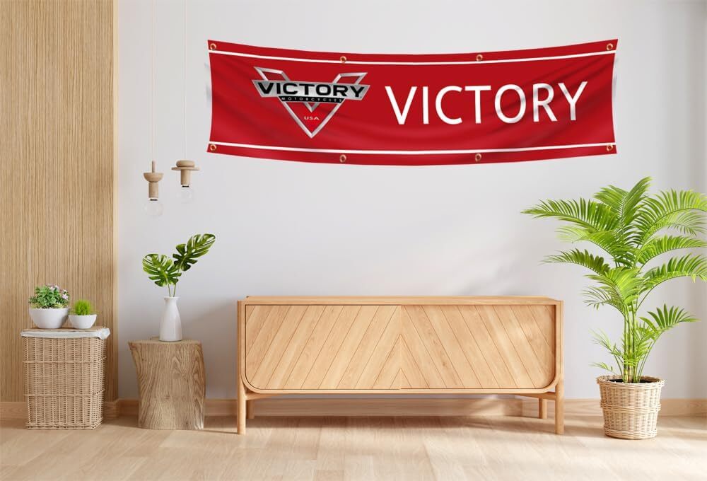 Victory Motorcycle Banner 2x8ft Moto Racing Flag for Garage College…