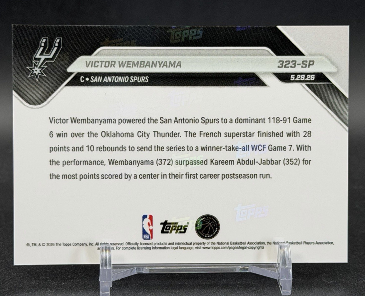 Victor Wembanyama 2025-26 Topps NOW #323-SP Image Variation SSP Spurs