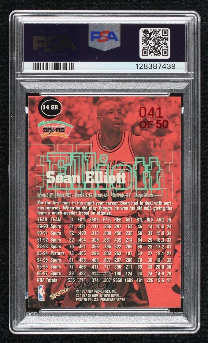 1997-98 Skybox Premium Star Rubies 41/50 Sean Elliott #14SR 6m7