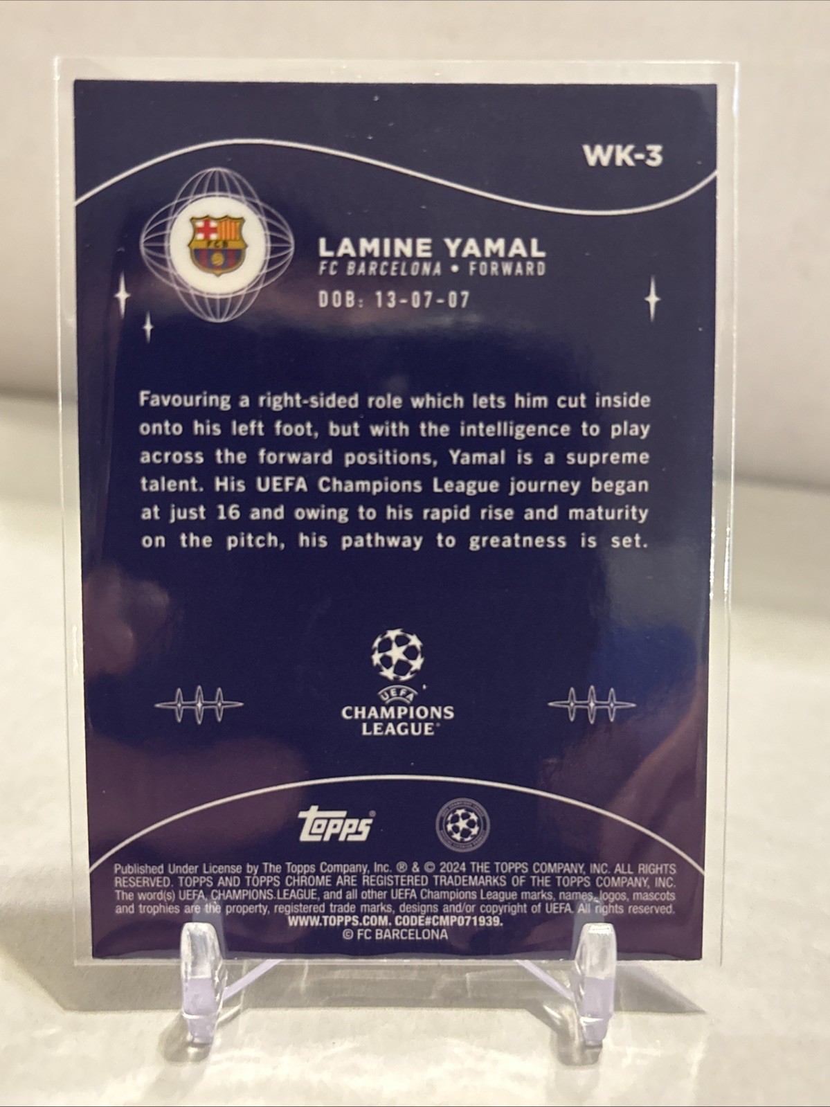 2023-24 Topps Chrome UEFA Lamine Yamal Wonderkids RC Rookie #WK-3 Barcelona