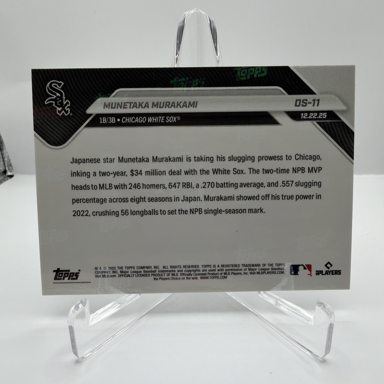 2025 Topps Now Offseason MUNETAKA MURAKAMI #OS-11 White Sox