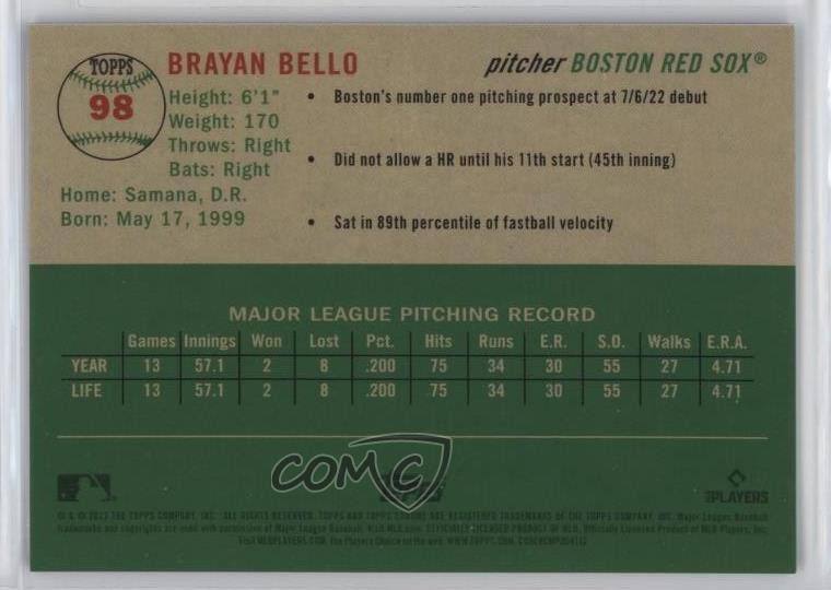 2023 Topps Chrome Platinum Anniversary 17/100 Brayan Bello #98 Rookie RC 14sr