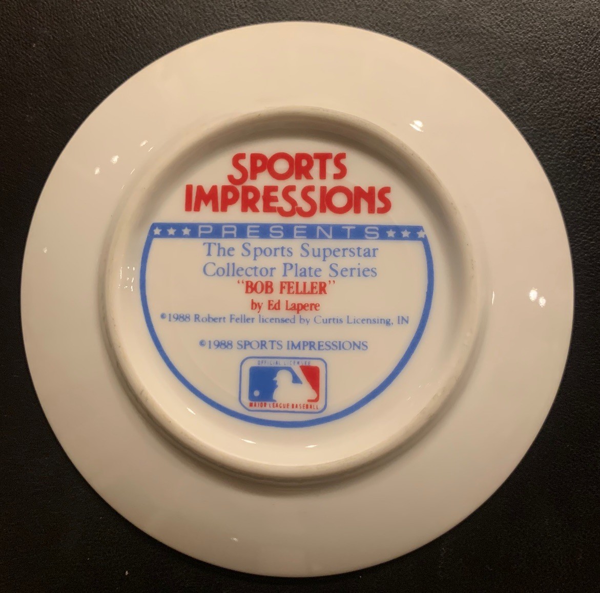 1988 Sports Impressions 4 1/4″ Collector Plate Bob Feller – Cleveland Indians