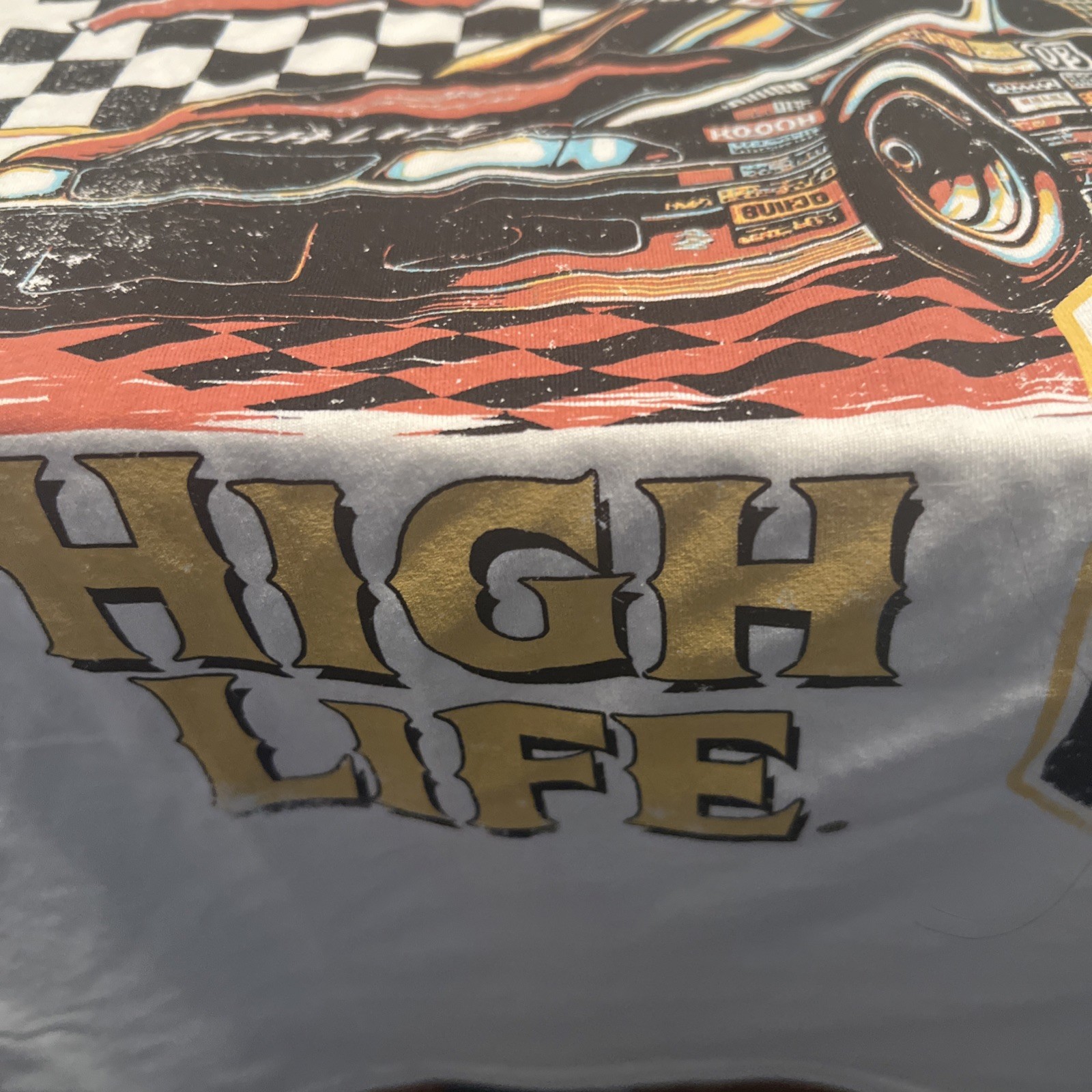 MILLER LITE SHIRT MENS Size LARGE BEIGH NASCAR RACING NEW