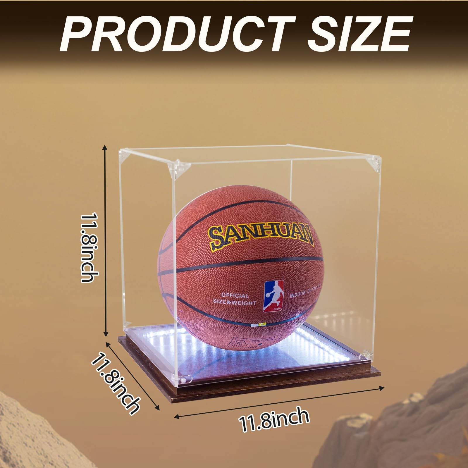 Acrylic Clear Basketball Display Case with LED Light,UV Protected Basketball …