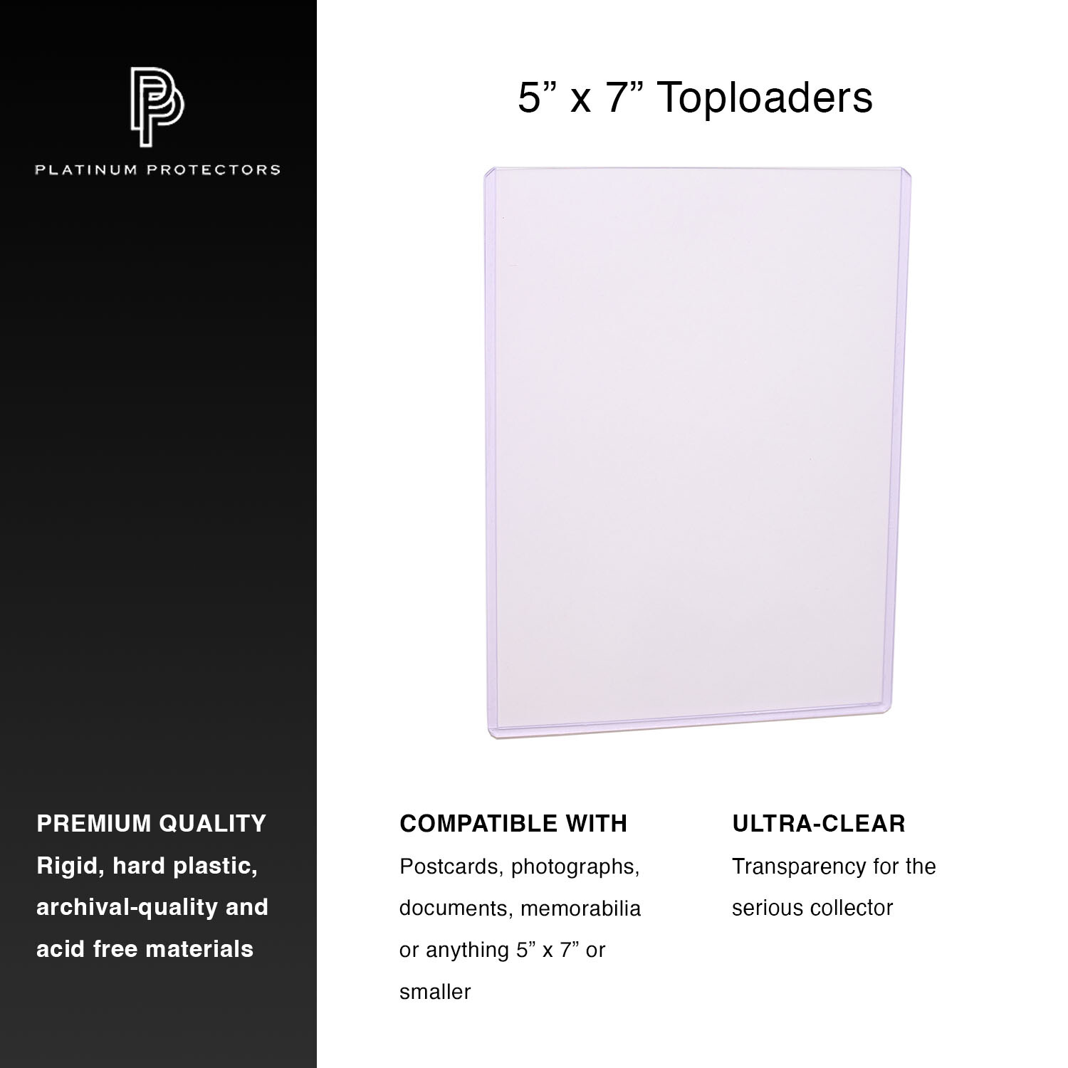 5×7 Toploaders for Photos Postcards Documents Rigid Holders Premium Hard Sleeves