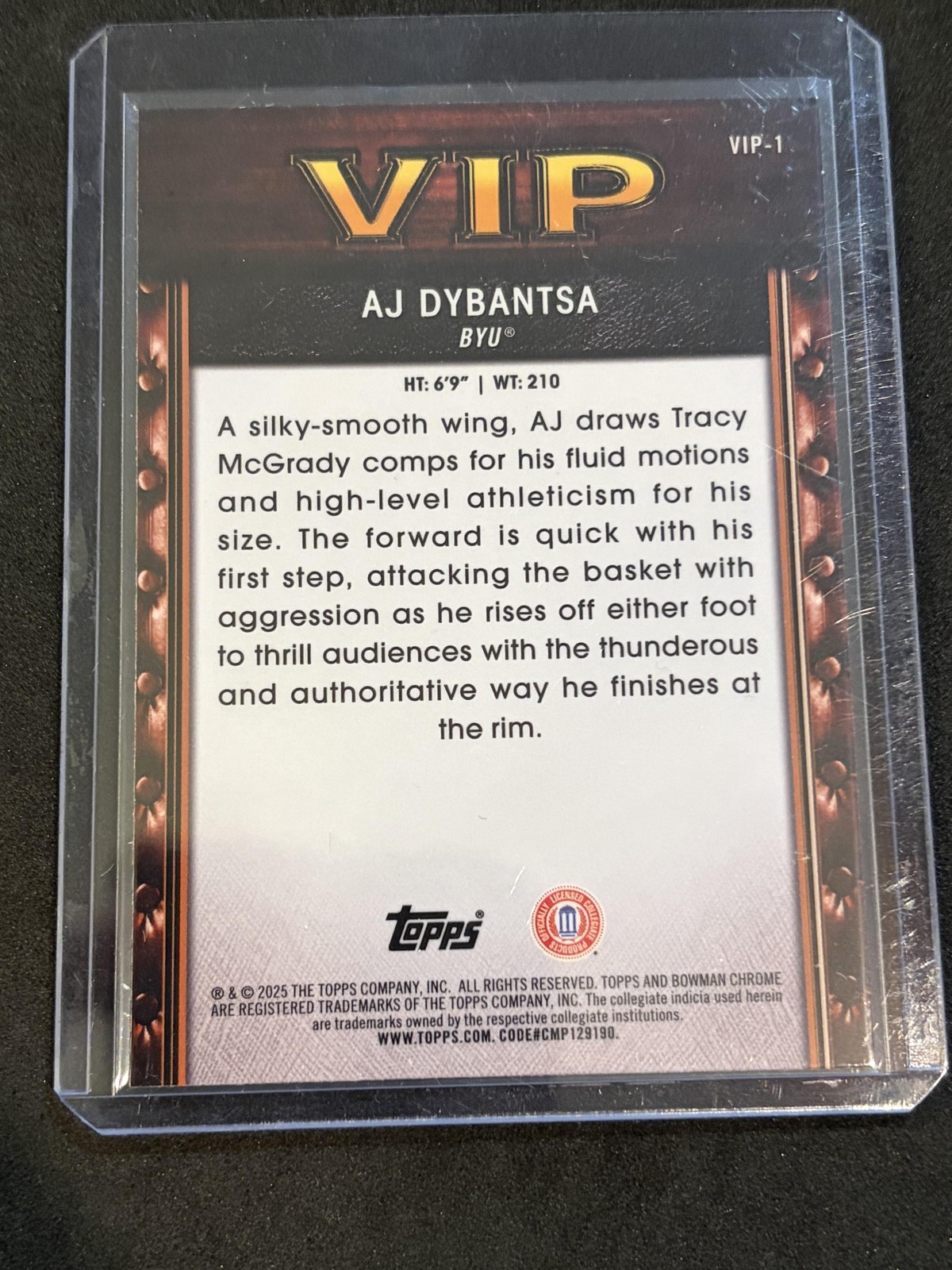 2025-26 Bowman #VIP-1 AJ Dybantsa Very Important Prospects