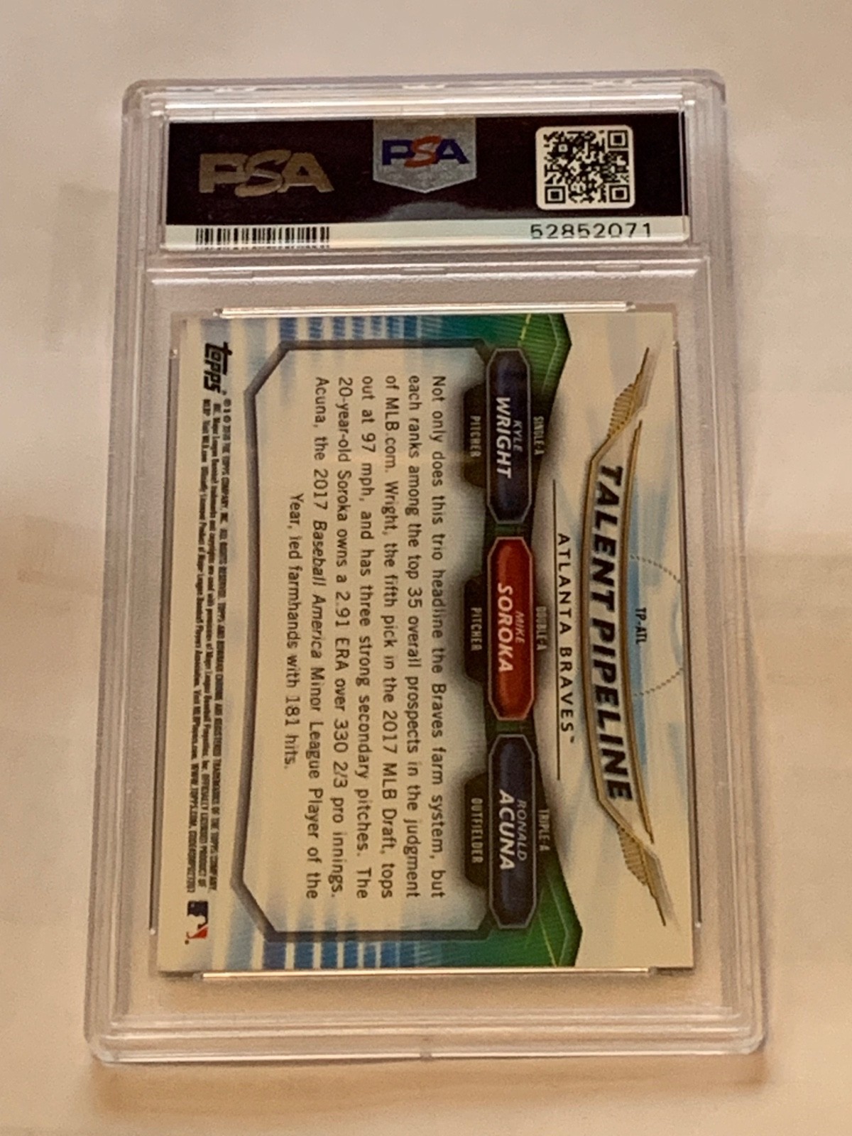 2018 Bowman Chrome Ronald Acuna Rookie Superfractor 1/1 Talent Pipeline PSA 10
