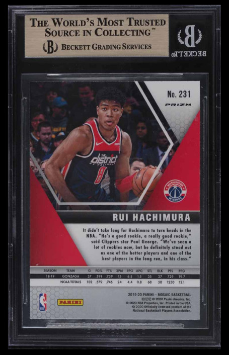 Rui Hachimura RC BGS 9.5: 2019-20 Mosaic Fast Break Silver Rookie Gisto POP 3