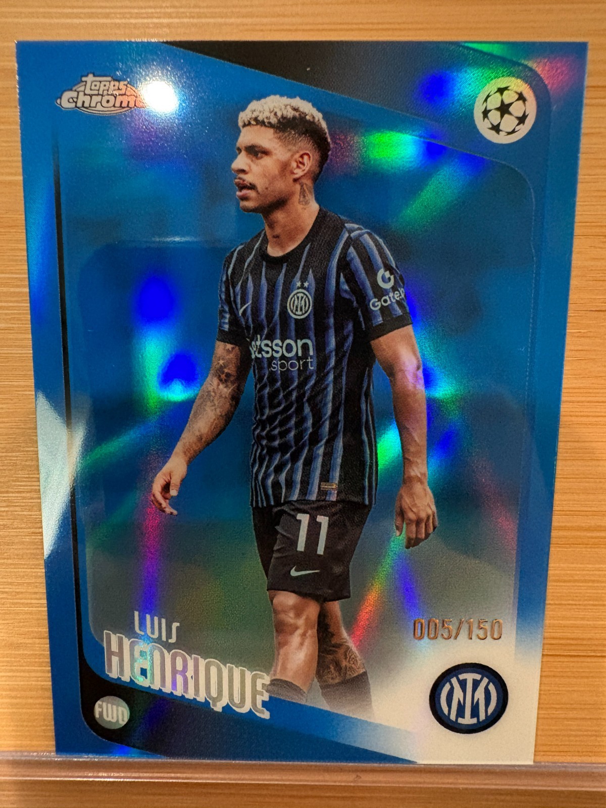Luis Henrique 2025-26 Topps Chrome UEFA 131 True Blue /150 Inter Milan/Brazil