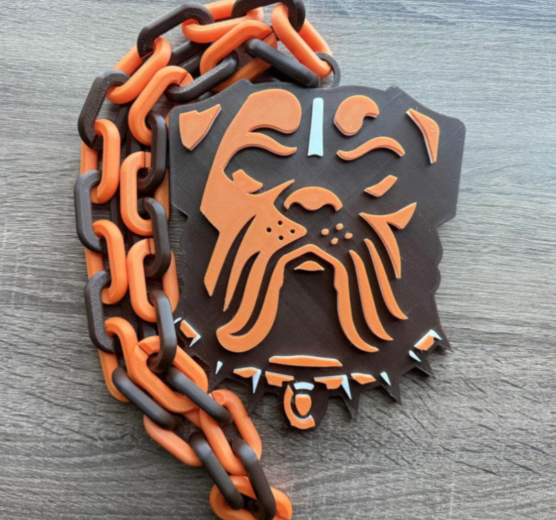 Browns Oversized Fan Pendant Chain Link Necklace Dog Pound