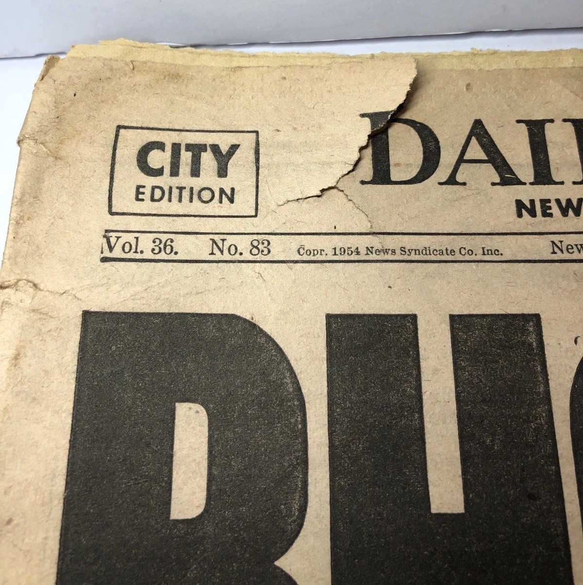 “THE CATCH” Willie Mays Newspaper Daily News NY 1954 MLB World Series Game 1 Sep