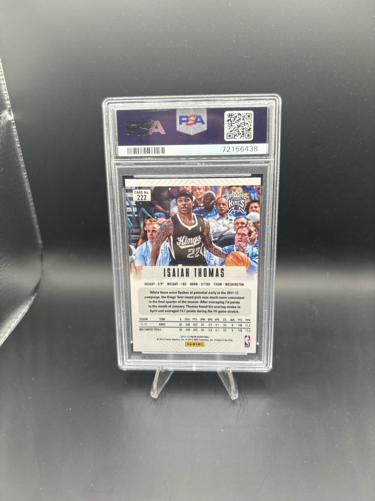 POP 17 2012 Panini Prizm Isaiah Thomas Silver Prizm RC PSA 10 #222 Kings
