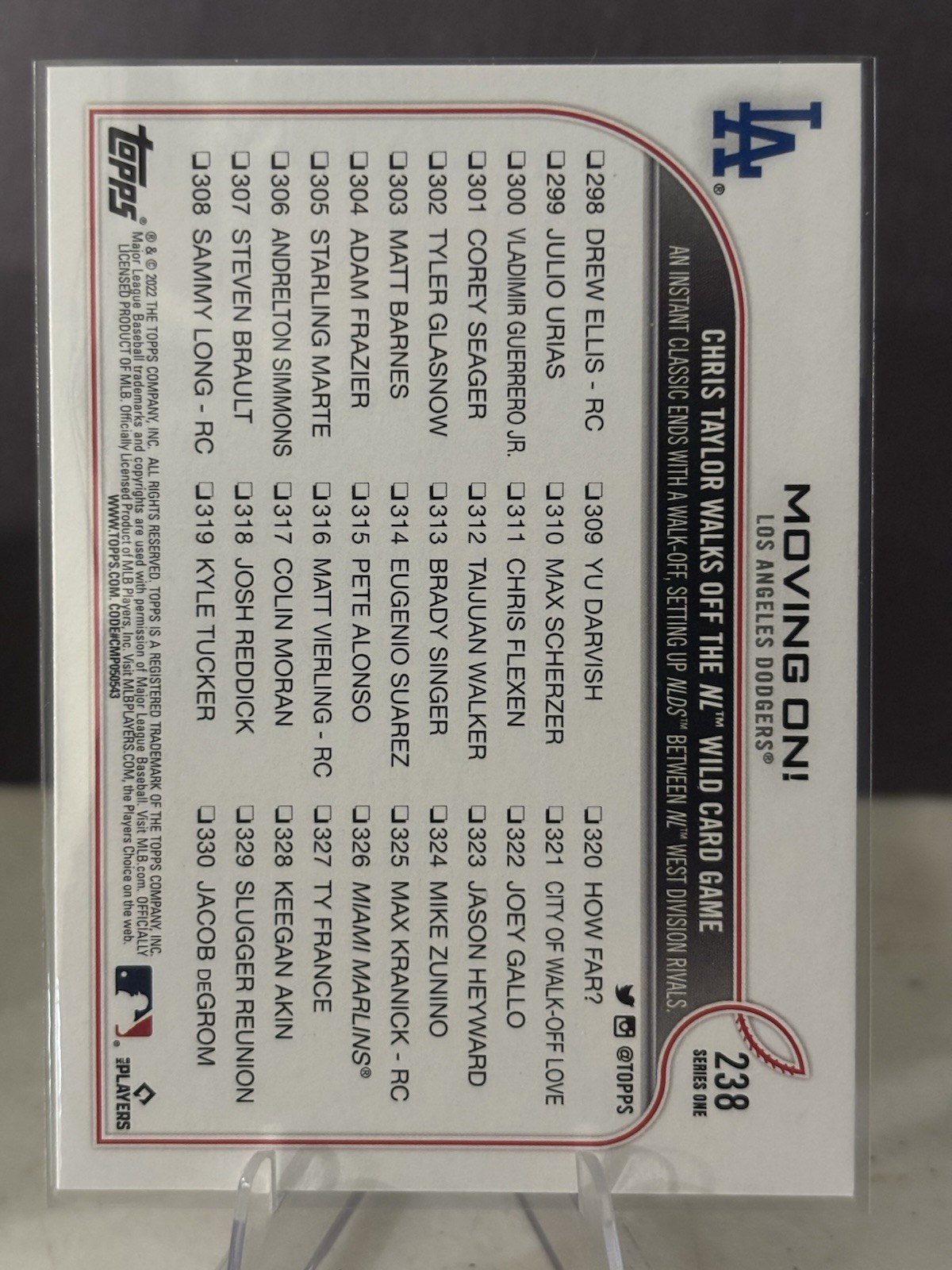 2022 Topps Series 1 1st Edition – Checklist Chris Taylor #238 Chris Taylor Walks