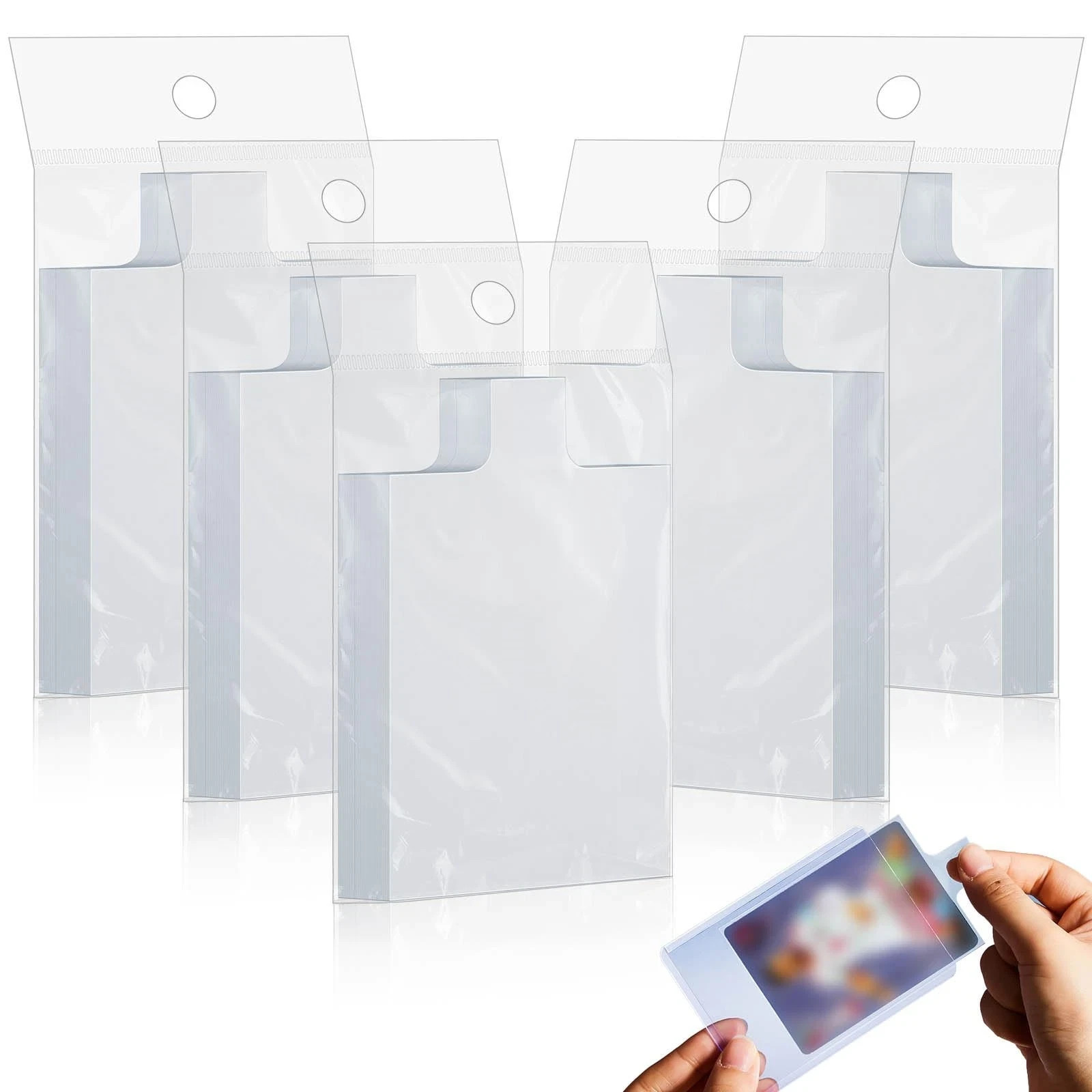 500 Pack Tabbed Sleeves Holders with Pull Tab Trading Card Sleeves for Gradin.