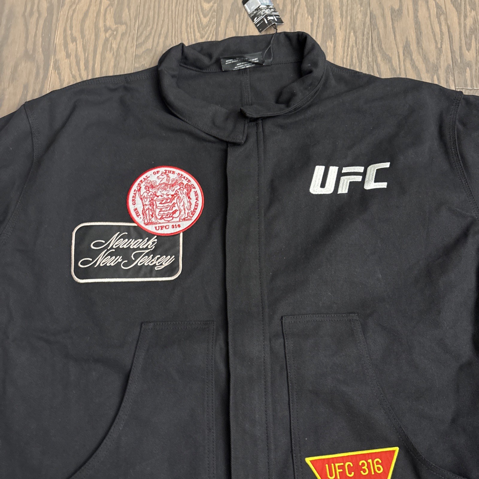 NWT UFC 316 Newark NJ Canvas Black Jacket Mens 2XL Embroidered/Patches Limited