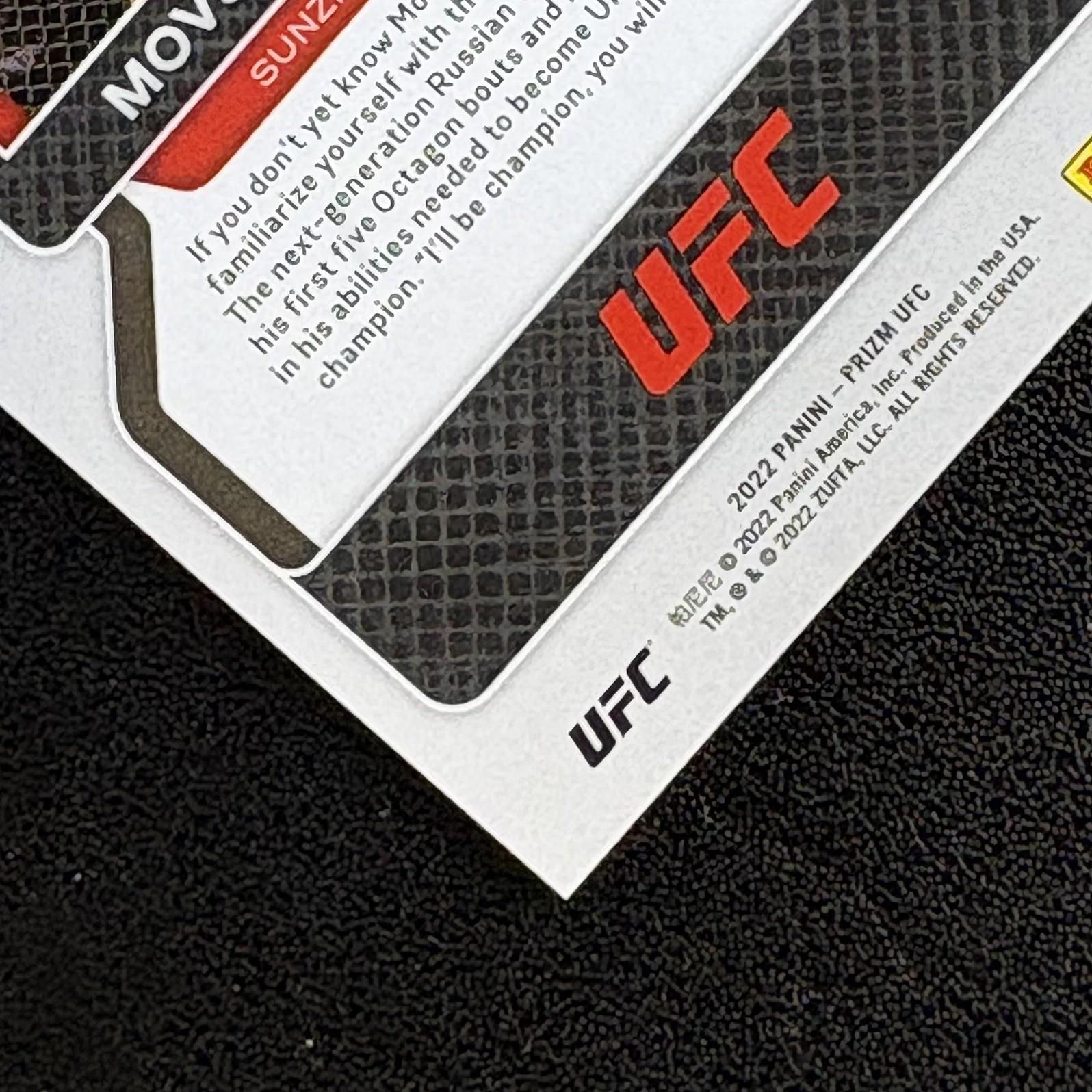 Movsar Evloev RC 2022 Panini Prizm UFC Red Prizm Rookie Card /299