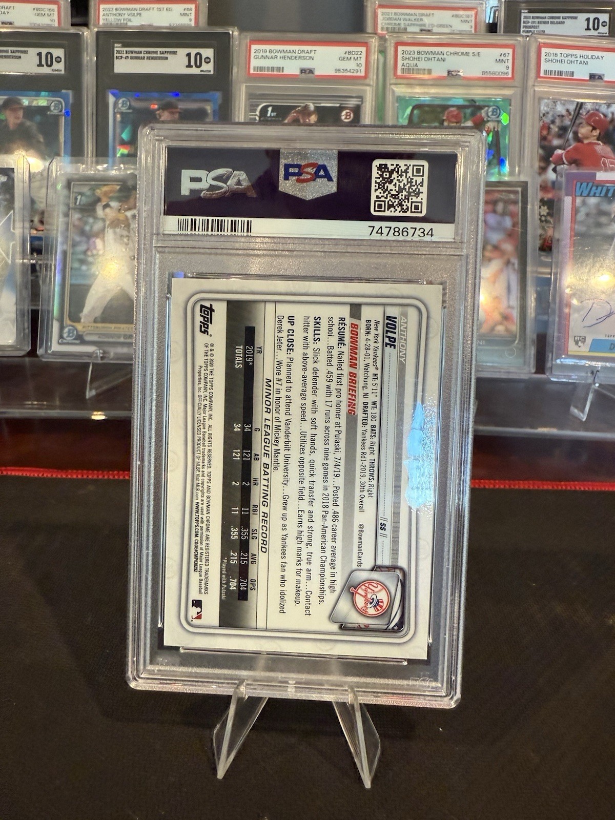 ANTHONY VOLPE 2020 BOWMAN CHROME 1ST ROOKIE #BCP139 PSA 10 GEM MINT YANKEES
