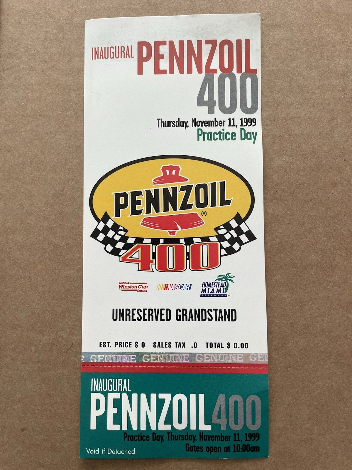 Vintage MIAMI 300 / PENNZOIL 400 Ticket Stubs 5pcs Homestead Speedway