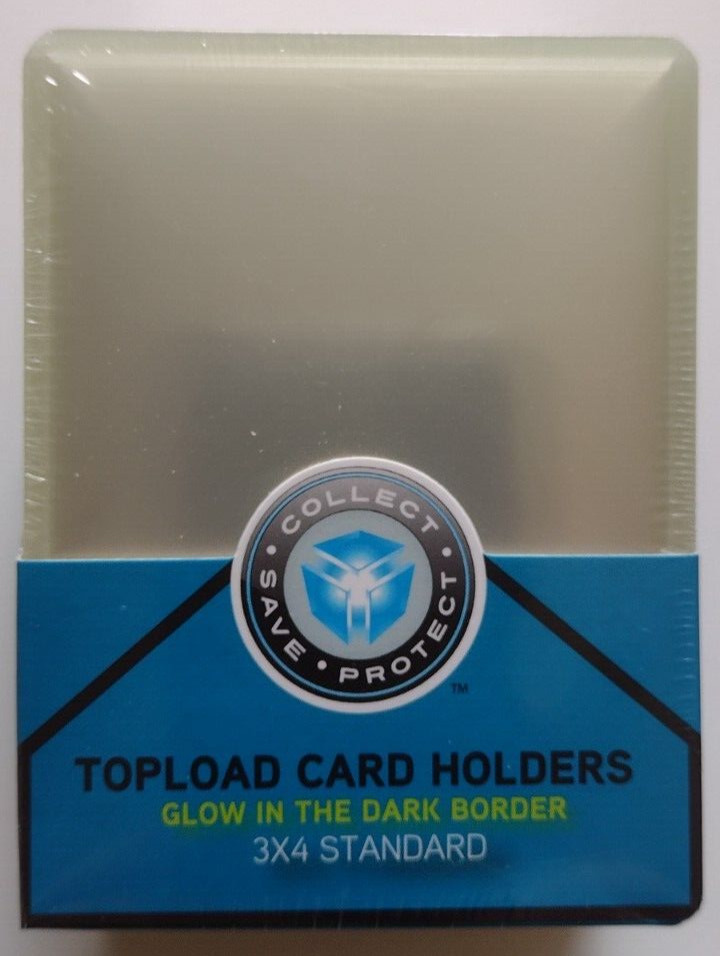 CSP Glow In The Dark Border Rigid Top Load Protector Pkg of 25 12 mil NIP 3×4
