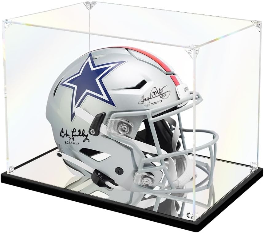 Elegant Mini Football Helmet Display Case with Mirror Base – 8.3×6.3×7.1 in