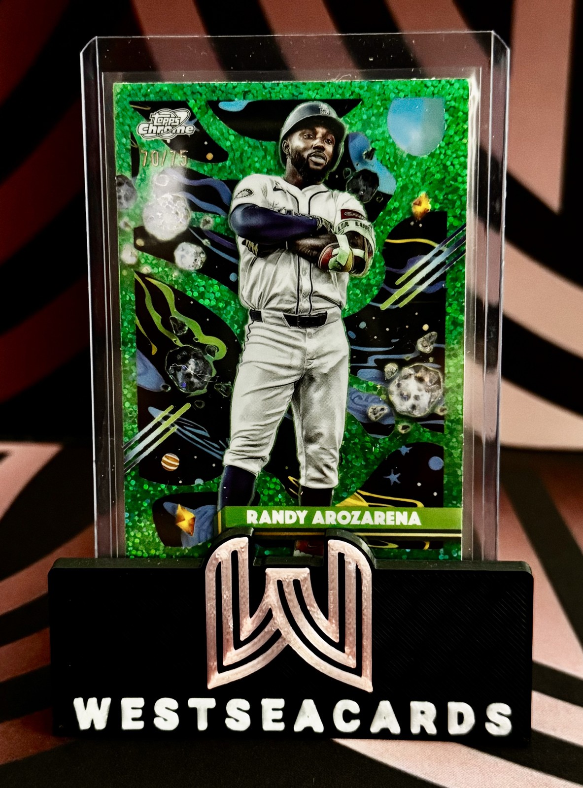 2025 Topps Cosmic Chrome – Randy Arozarena #144 Green Space Dust Refractor /75