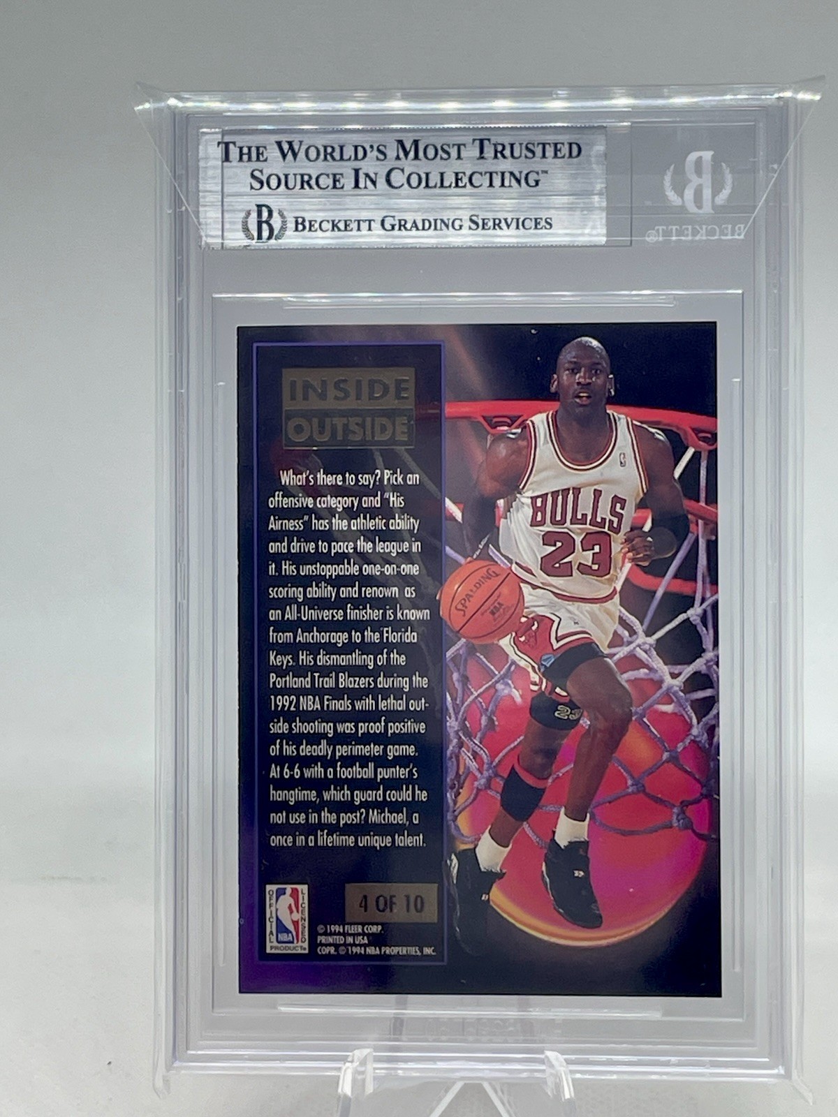 🔥Fire 1993-94 Fleer Ultra Inside Outside Michael Jordan #4 Fresh Slab BGS 9