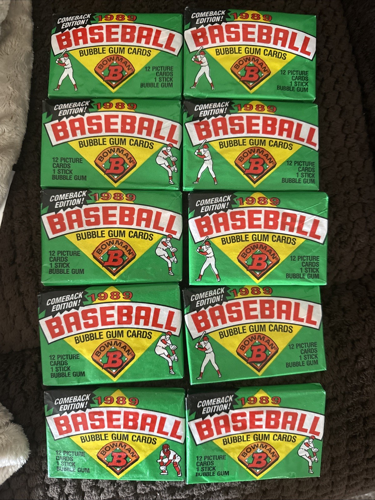 Lot Of 10 Bowman 1989 Baseball MLB Trading Card 10 Sealed Packs Base Set Vintage